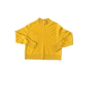 EVERLANE Mock Neck 100% Cashmere Sweater Ochre Yellow Petite Small